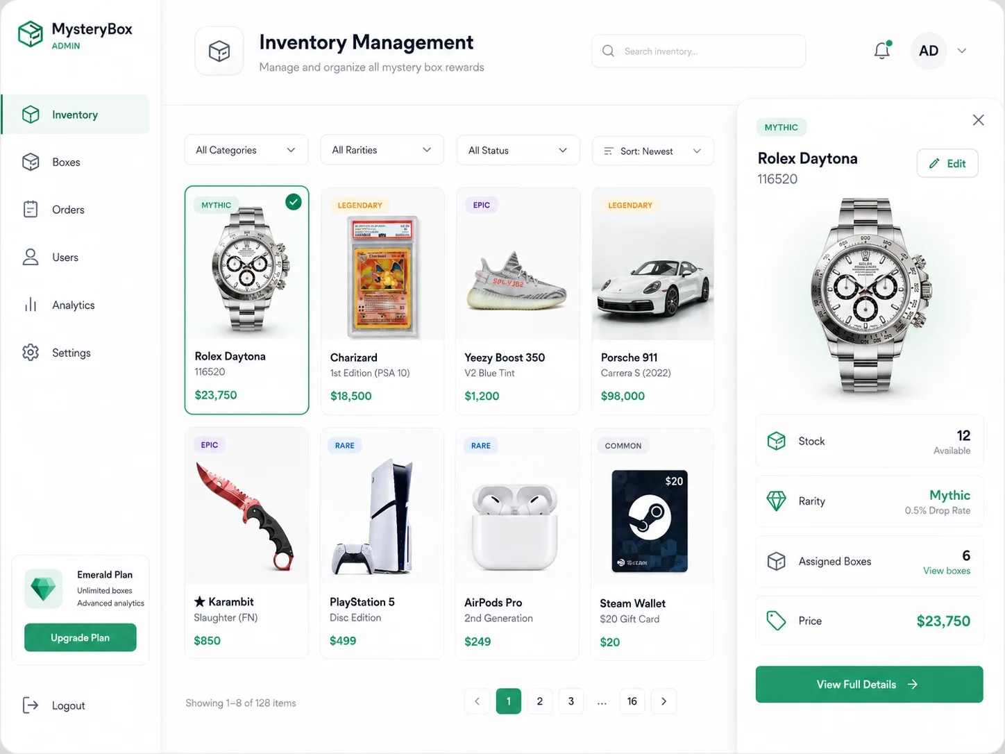 MysteryBoxes.Software platform - Wallet and inventory